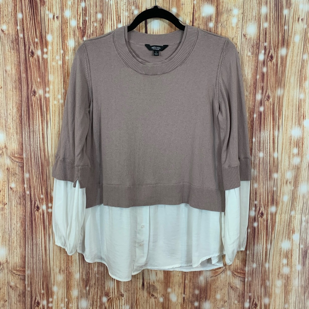 Simply Vera Wang Pullover Sweater and Mock Layered size Large. Deep Mauve